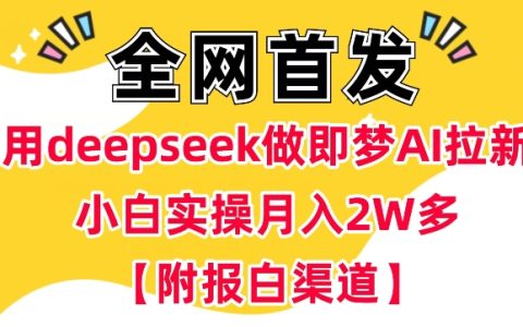 利用DeepSeek和即梦AI吸引新用户，小白实战月收入突破万元